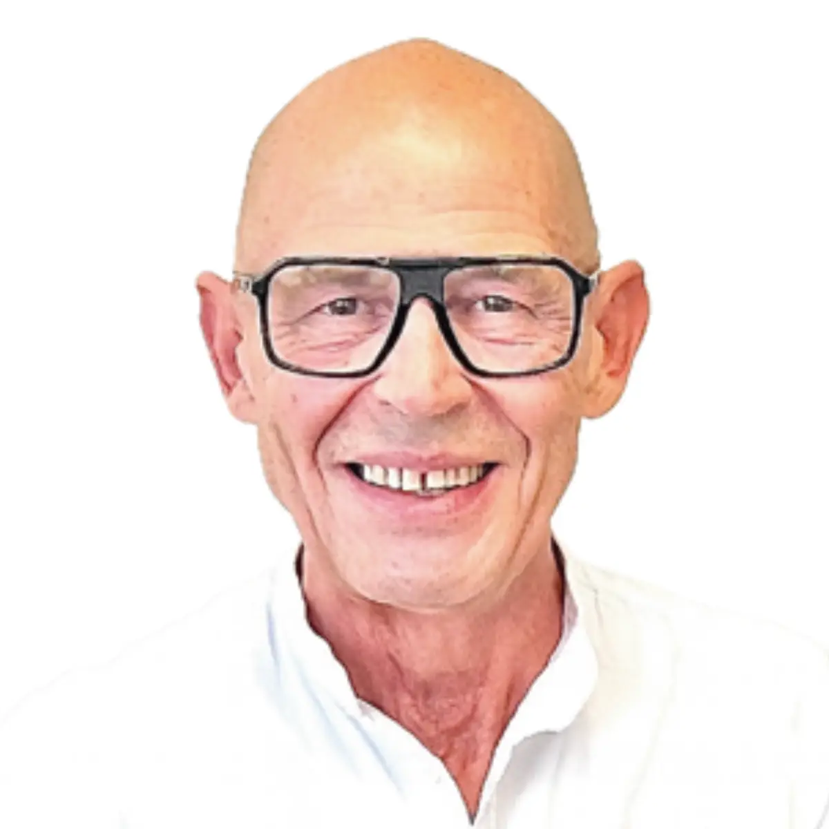 Zahnarzt der ZBB Zahnklinik Basel mit Brille, Portrait vor weissem Hintergrund